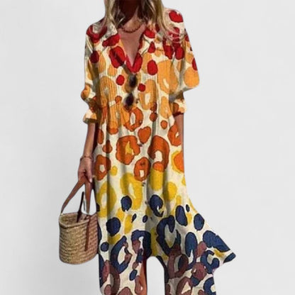 Pressa | Printed Button-Front Relaxed Everyday Midi Dress