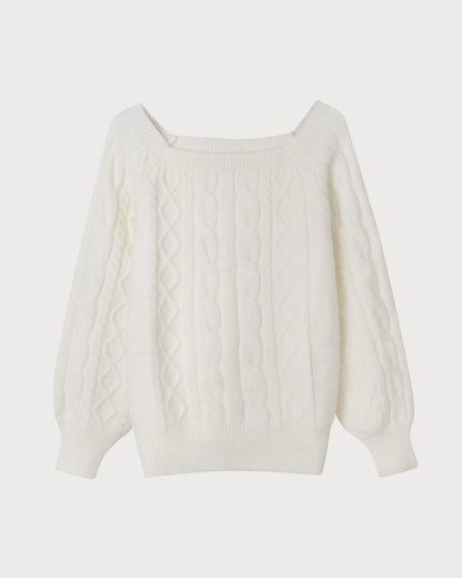 Rowena | Women's Cable Knit Crew Neck Sweater