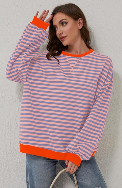 Pippa | Women's Oversized Stripe Batwing Knit Sweater