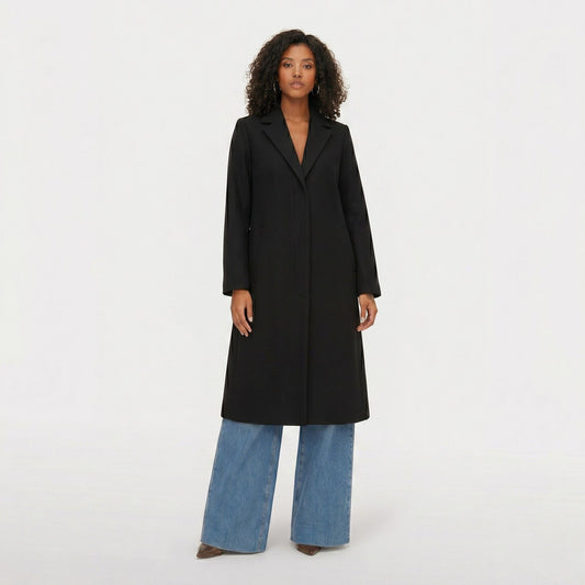 Hester | Relaxed Wool Blend Notch Lapel Long Coat