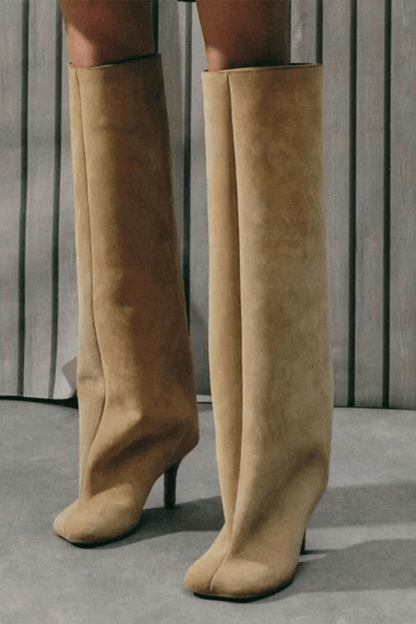 Mela | Knee-High Suede Leather Heeled Boots