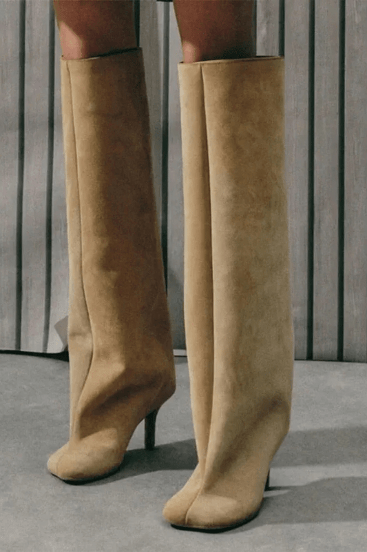 Mela | Knee-High Suede Leather Heeled Boots