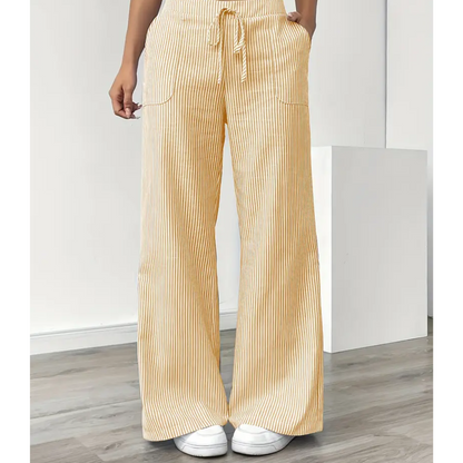 Amber | Women's Striped Wide-Leg Pants with Pockets