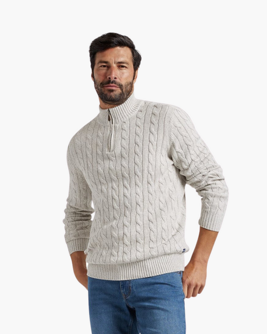Francesco | Cable Knit Half-Zip Sweater