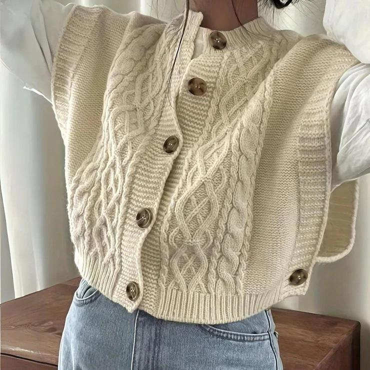 Marnie | Cable Knit Button Front Vest