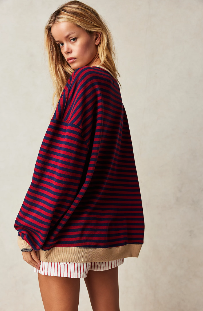 Pippa | Women's Oversized Stripe Batwing Knit Sweater