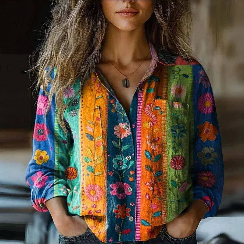 Lily | Printed Vintage Long Sleeve Top