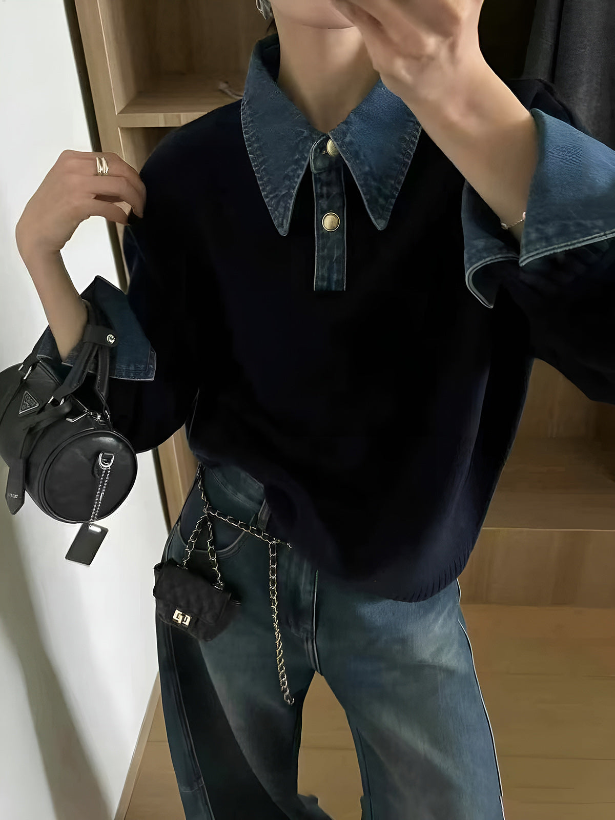 Warm 2-in-1 Panel Lapel Knit Sweater