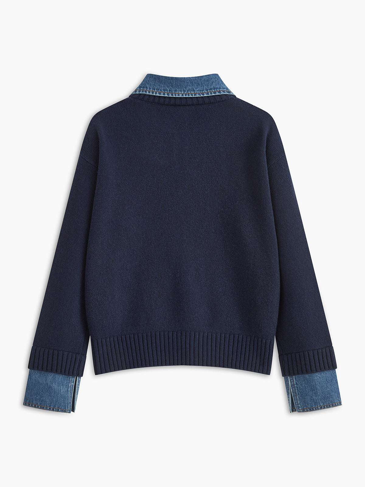 Warm 2-in-1 Panel Lapel Knit Sweater