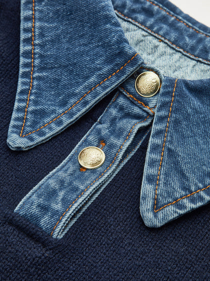Warm 2-in-1 Panel Lapel Knit Sweater