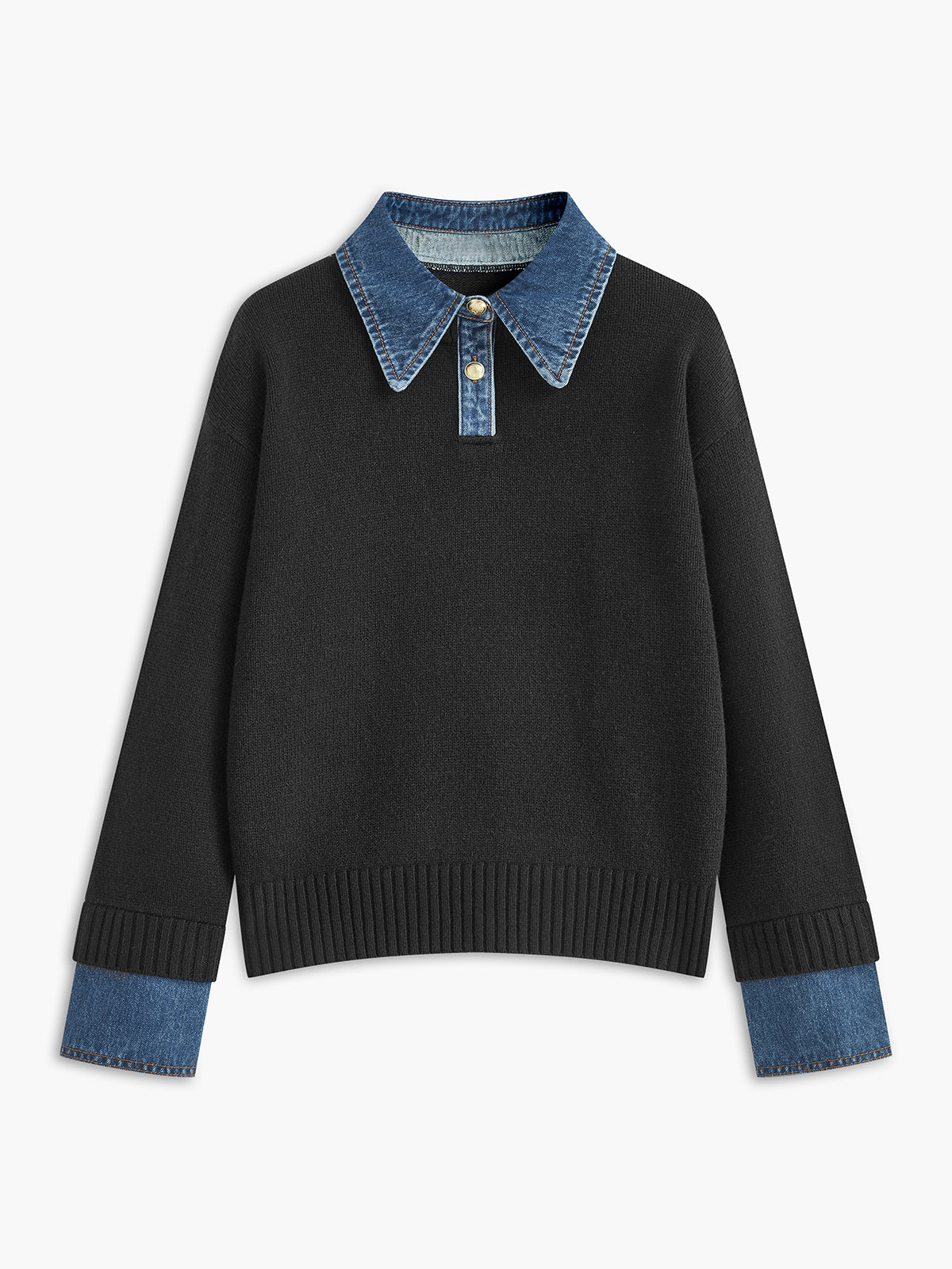 Warm 2-in-1 Panel Lapel Knit Sweater