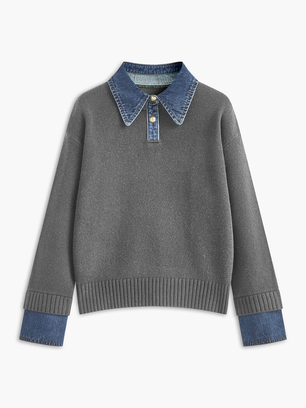 Warm 2-in-1 Panel Lapel Knit Sweater