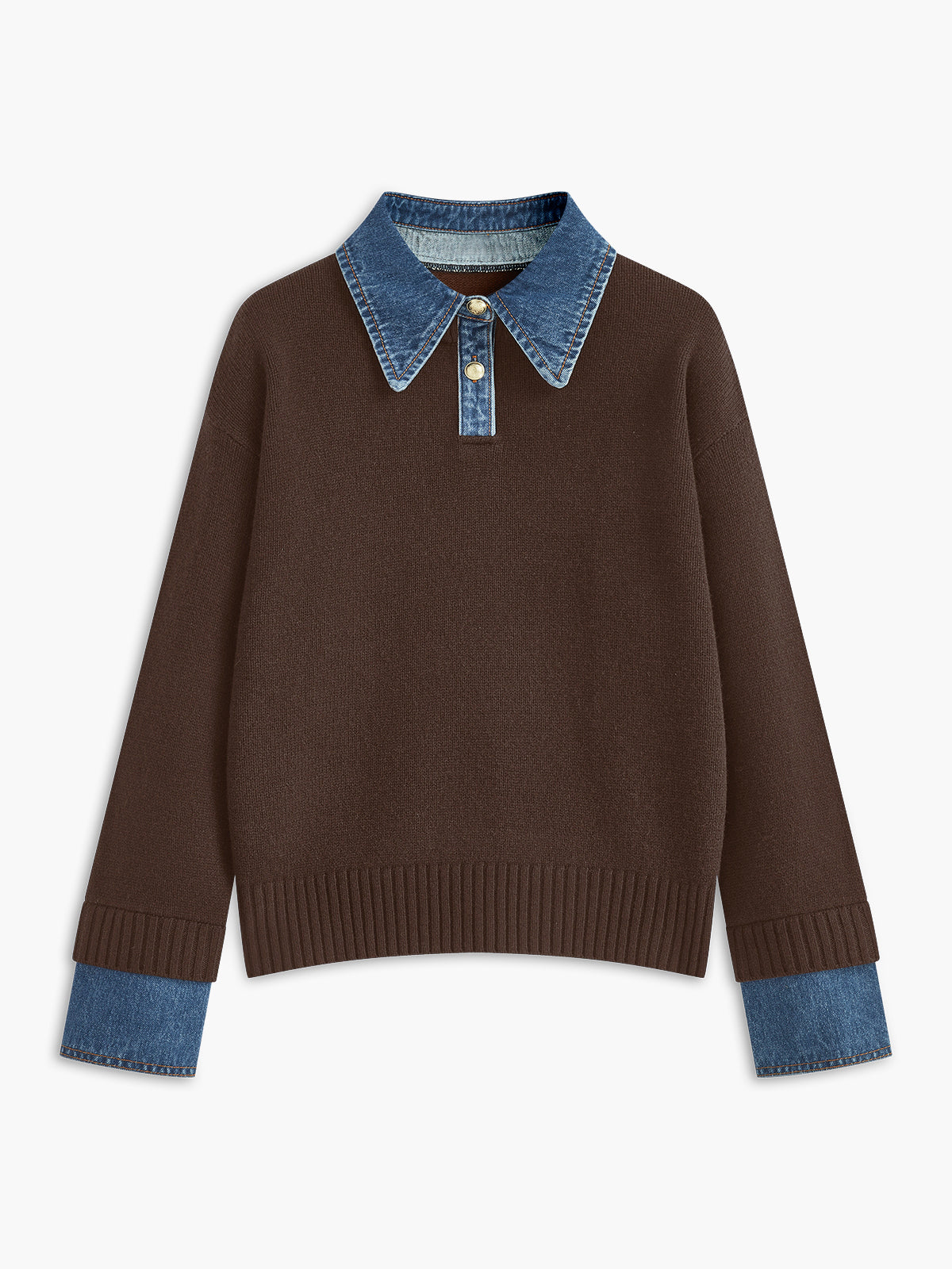 Warm 2-in-1 Panel Lapel Knit Sweater