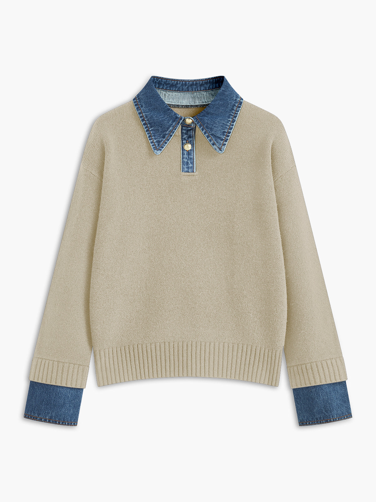 Warm 2-in-1 Panel Lapel Knit Sweater