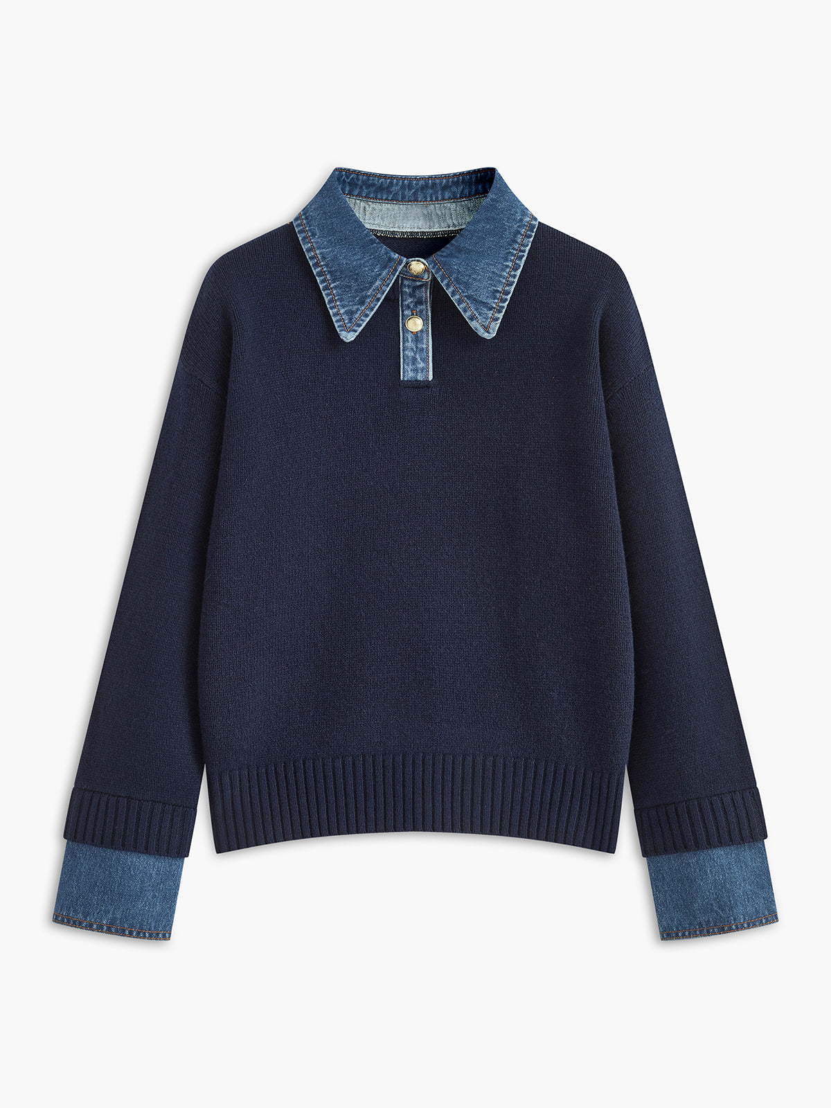 Warm 2-in-1 Panel Lapel Knit Sweater
