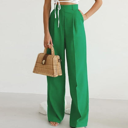 Harper | Elegant High-Waisted Wide-Leg Pants with Pleats