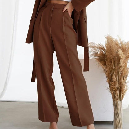 Harper | Elegant High-Waisted Wide-Leg Pants with Pleats