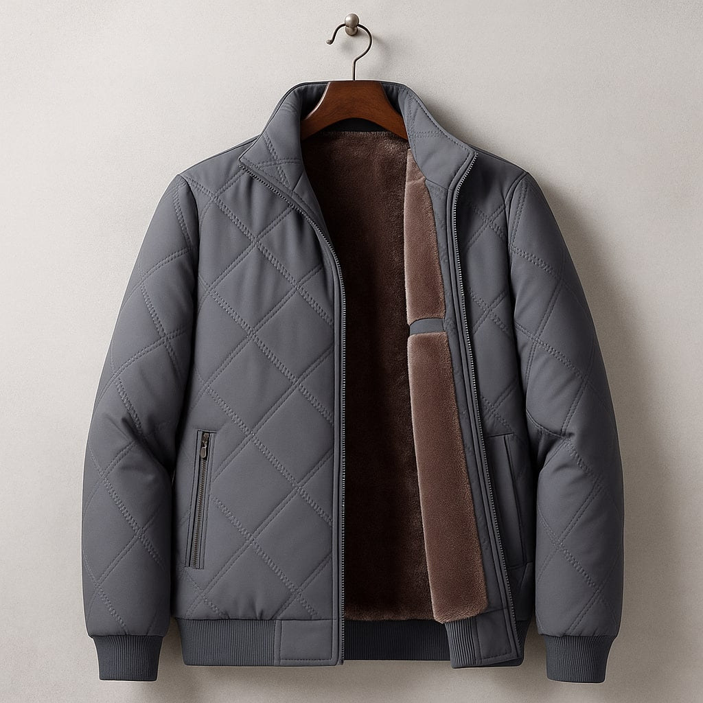 Benedict | Lined Quilted Bomber Jacket Stand Collar Zip