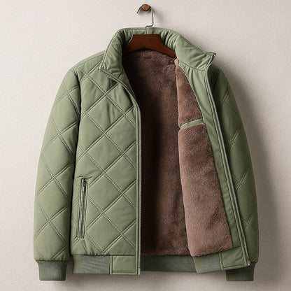 Benedict | Lined Quilted Bomber Jacket Stand Collar Zip