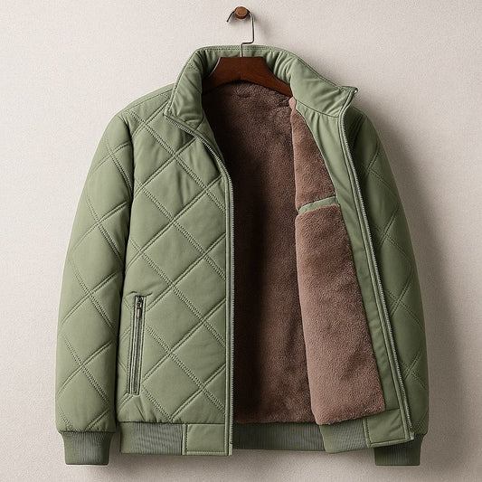 Benedict | Lined Quilted Bomber Jacket Stand Collar Zip