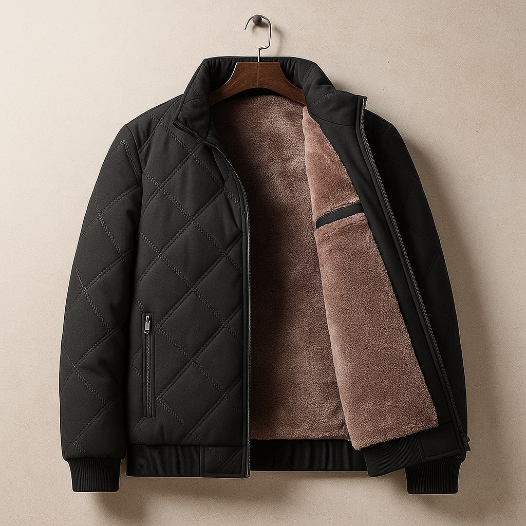 Benedict | Lined Quilted Bomber Jacket Stand Collar Zip