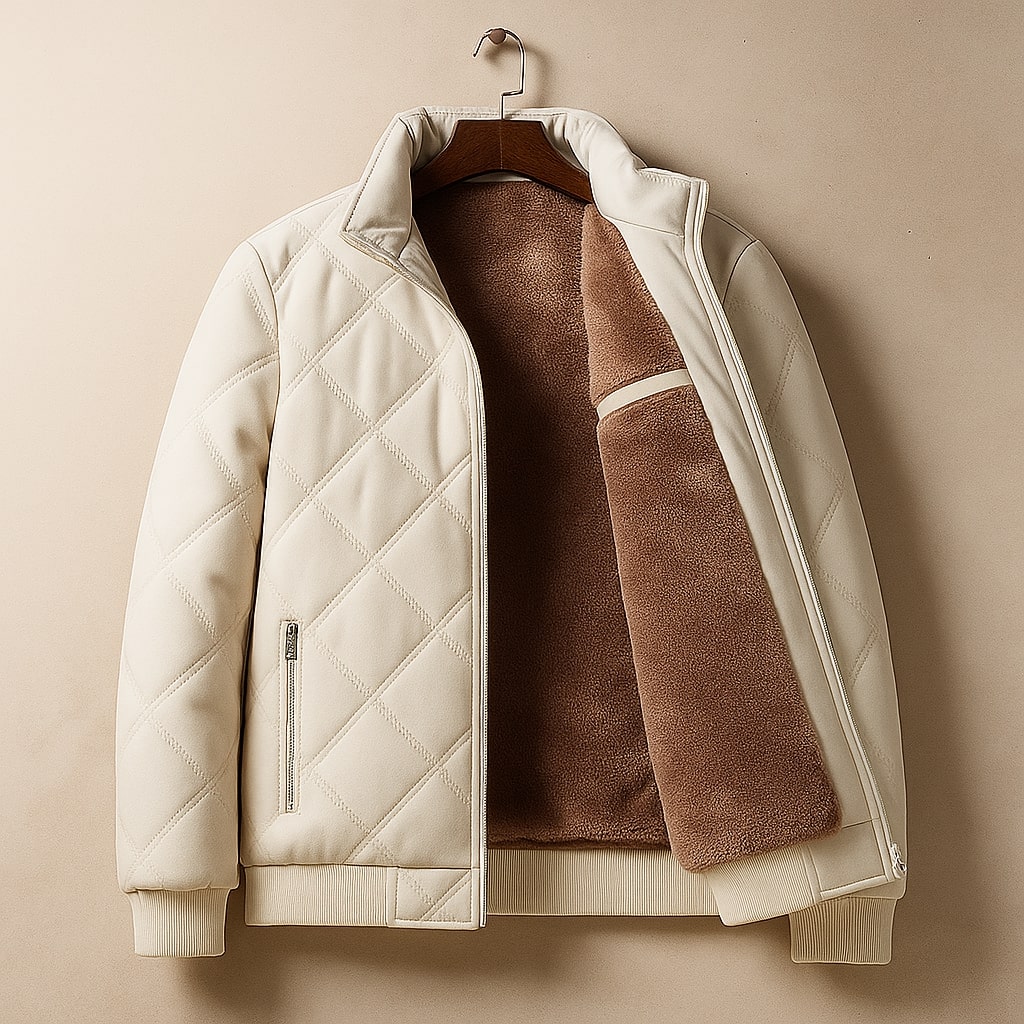 Benedict | Lined Quilted Bomber Jacket Stand Collar Zip