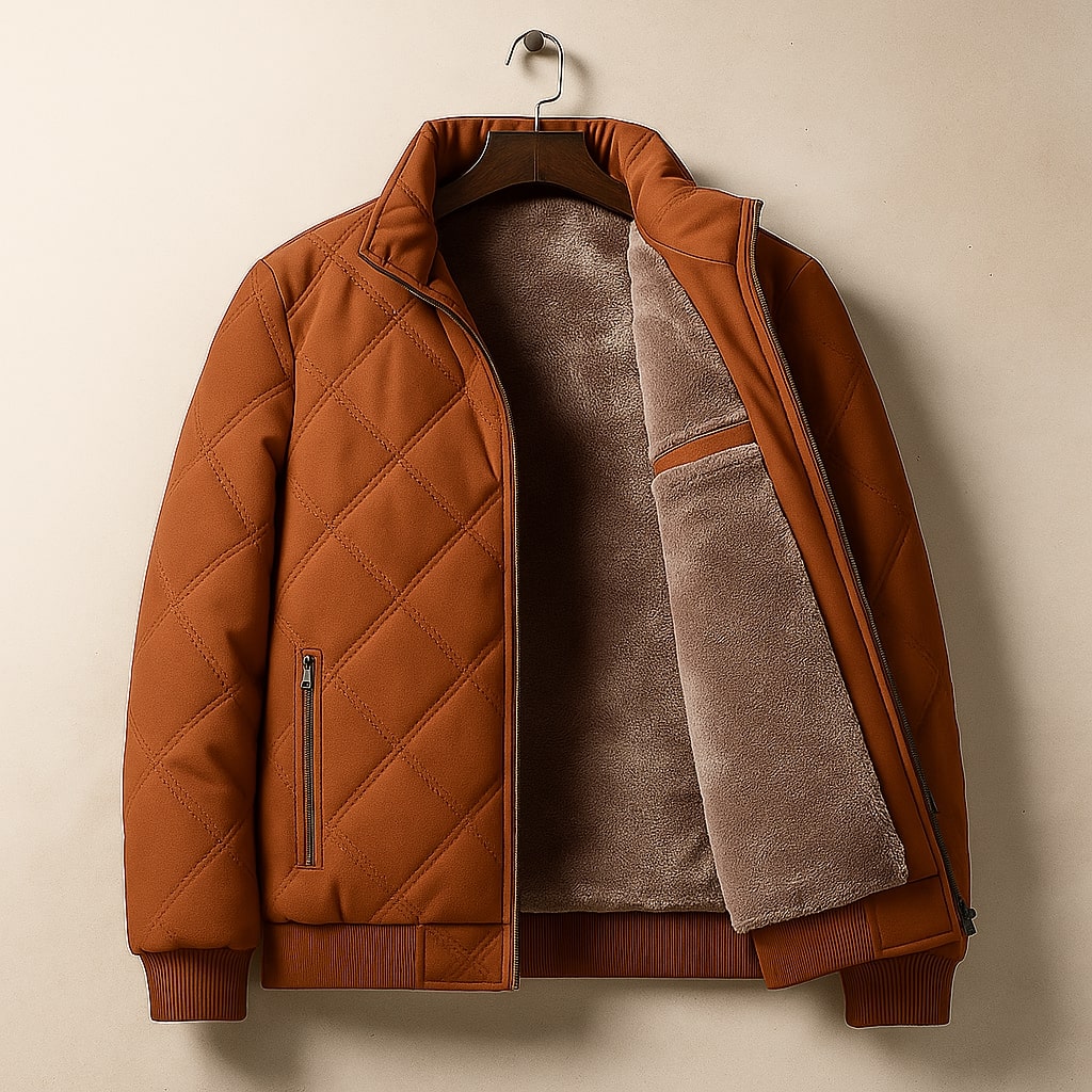 Benedict | Lined Quilted Bomber Jacket Stand Collar Zip