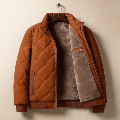 Benedict | Lined Quilted Bomber Jacket Stand Collar Zip