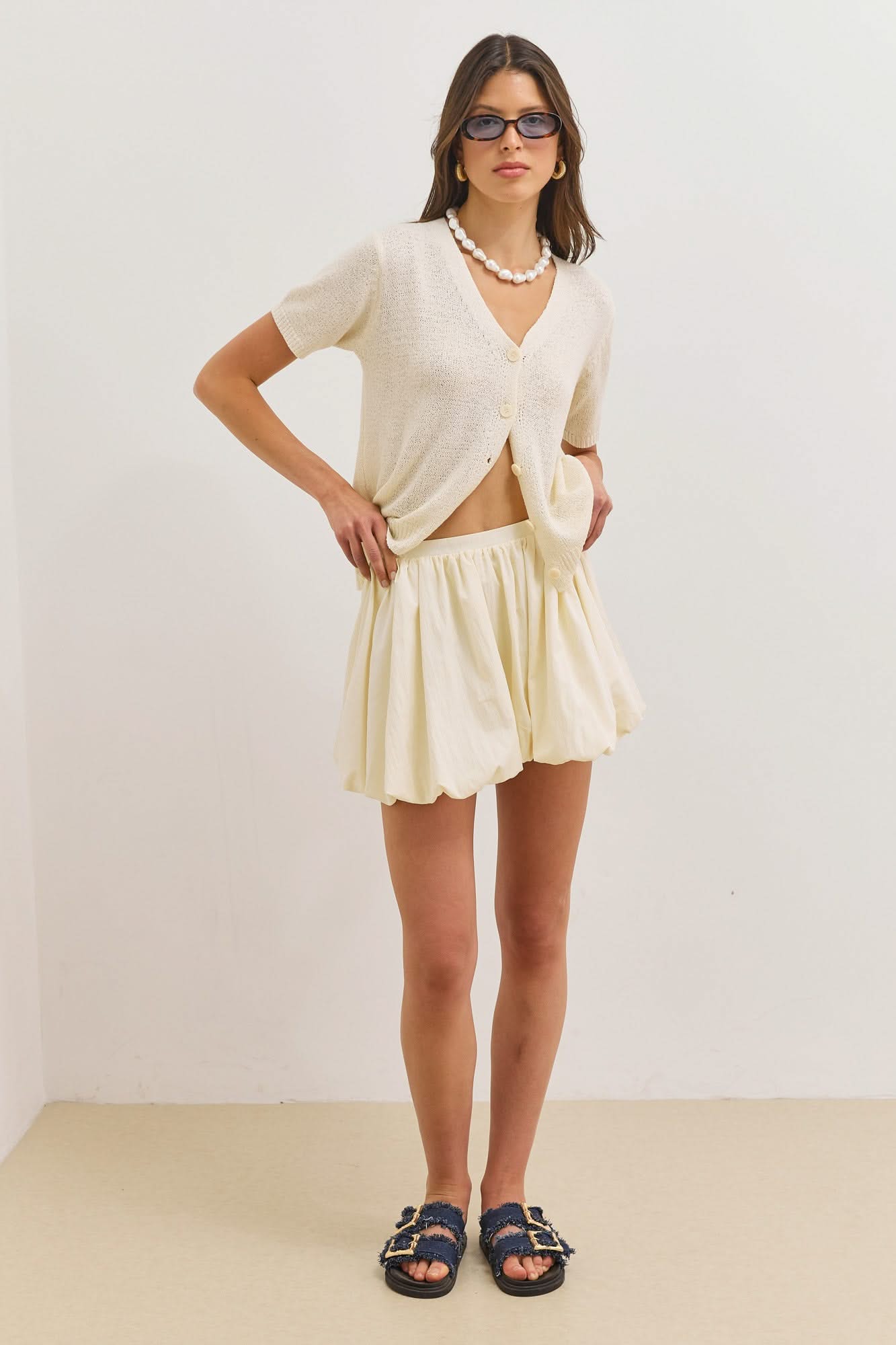 Margot | Women's Short V-Neck Textured Knit Cardigan