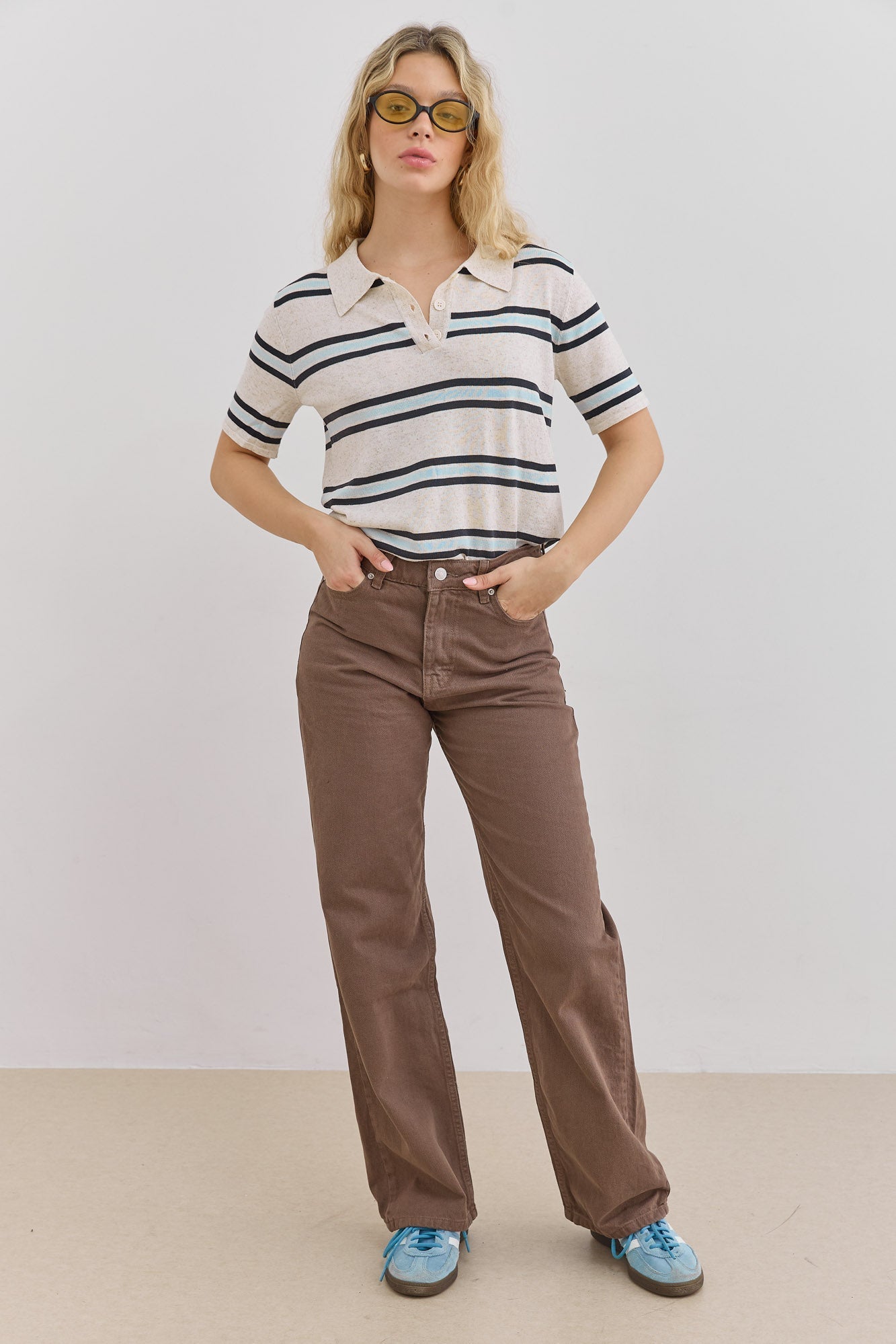 Chloe | Women's Striped Short Sleeve Polo Shirt