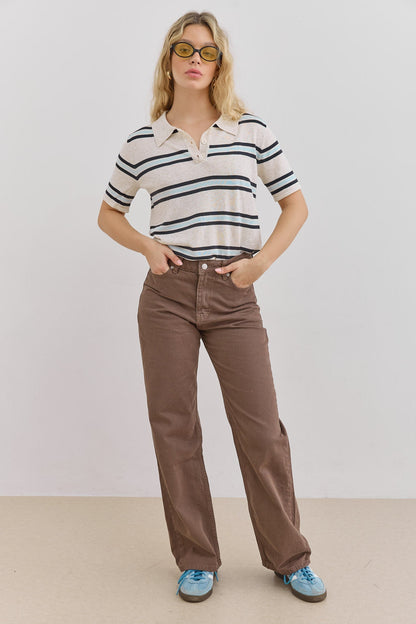 Chloe | Women's Striped Short Sleeve Polo Shirt