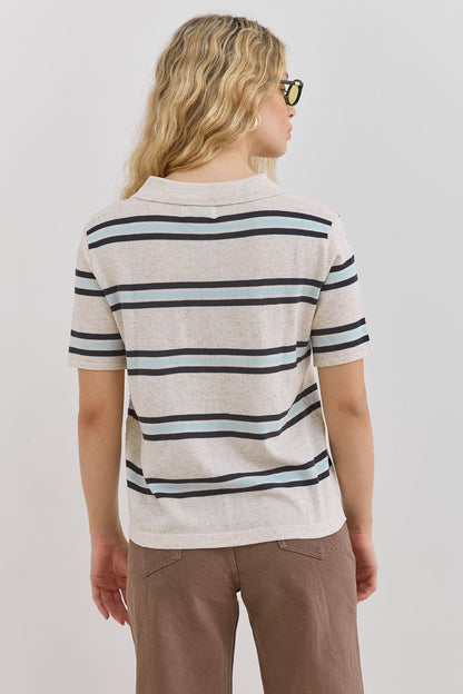 Chloe | Women's Striped Short Sleeve Polo Shirt