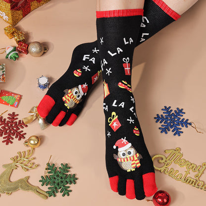 Marzipan | Christmas Socks Five Toe Contrast Cuff