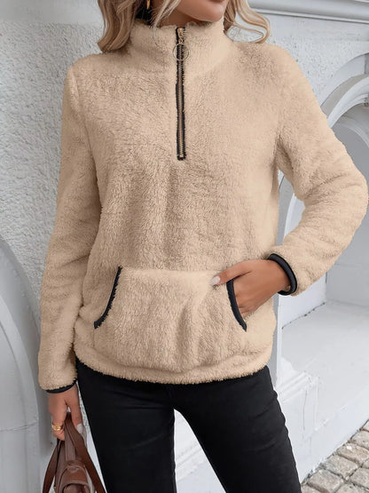 Helen | Women's Half-Zip Fleece Pullover Teddy Jumper