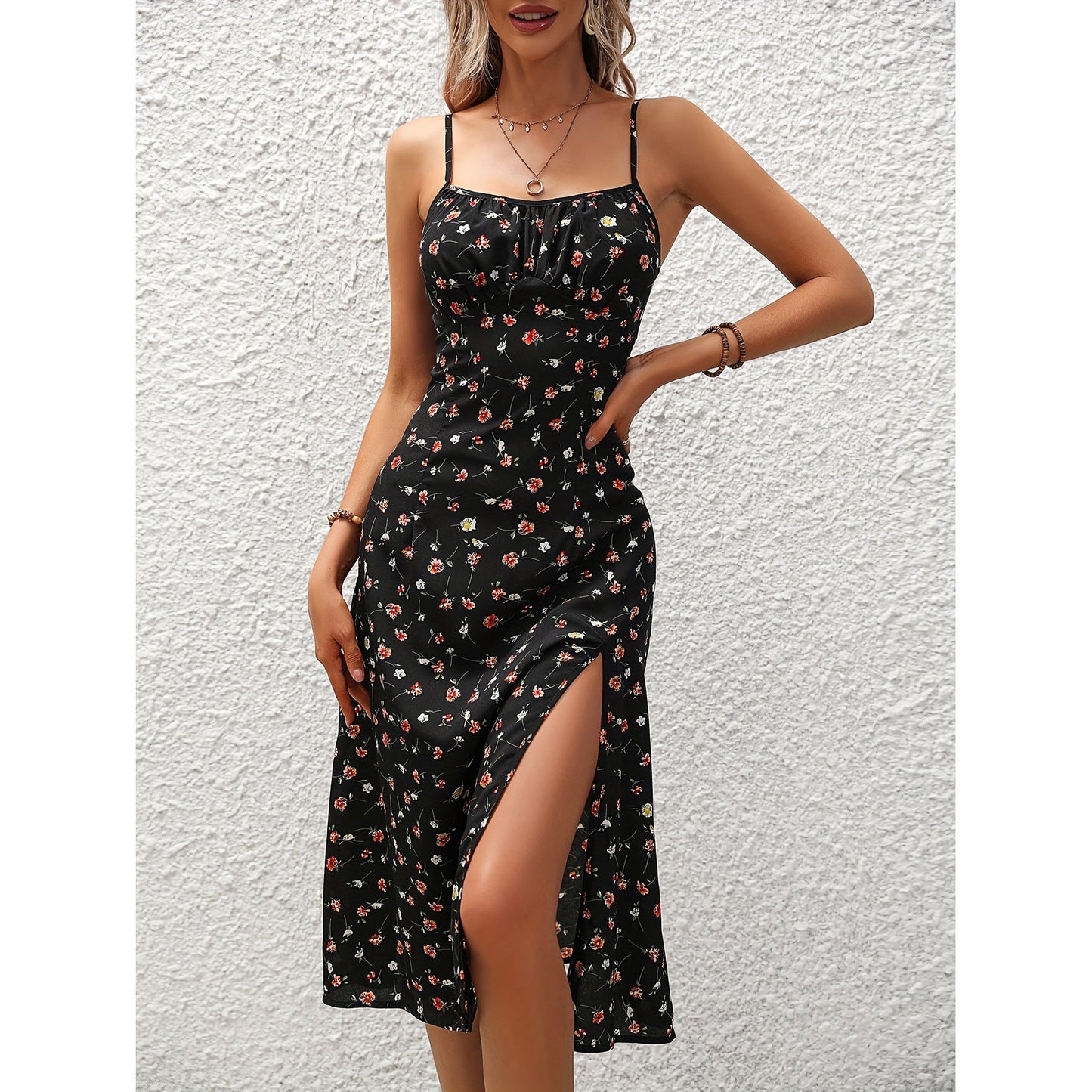 Floral Slit Summer Dress For Women
