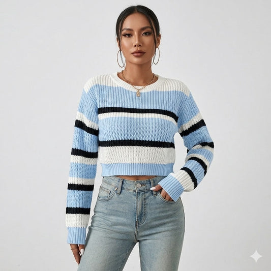 Luca | Striped Knit Cropped Sweater