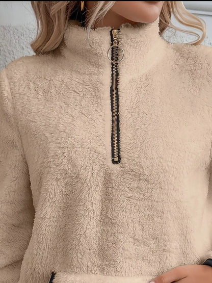 Helen | Women's Half-Zip Fleece Pullover Teddy Jumper