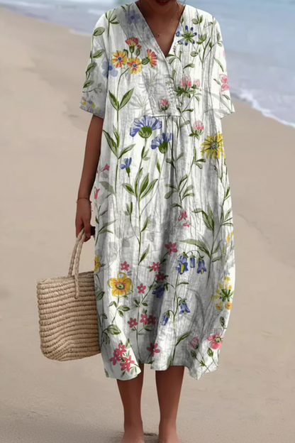 Floravia | Floral Flowy Lightweight Holiday Maxi Dress
