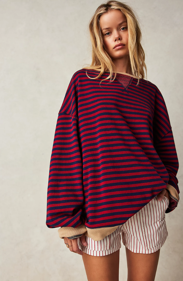 Pippa | Women's Oversized Stripe Batwing Knit Sweater