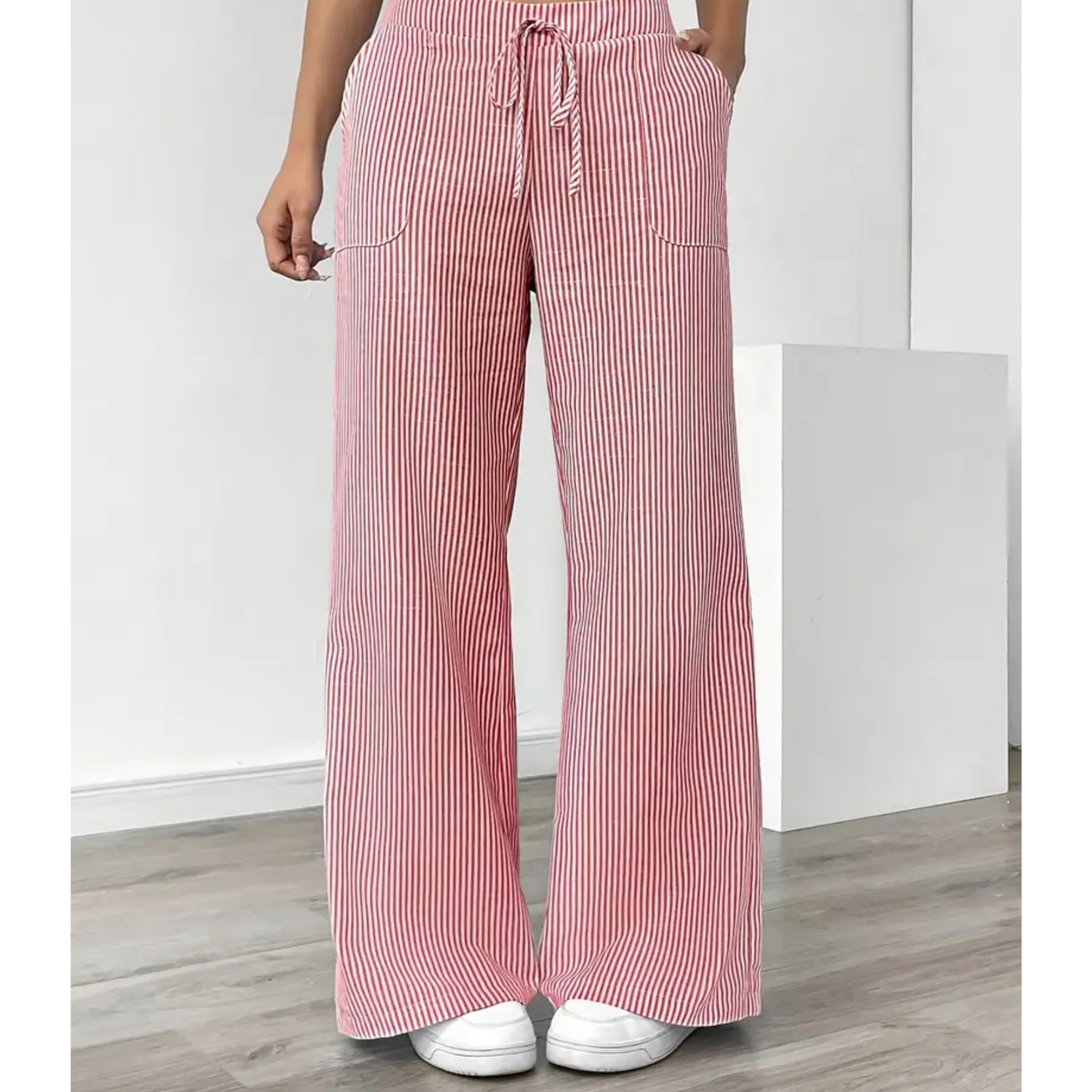 Amber | Women's Striped Wide-Leg Pants with Pockets