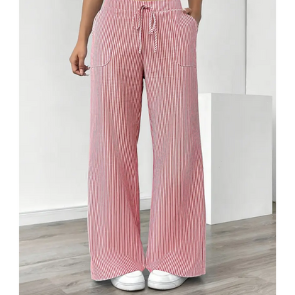 Amber | Women's Striped Wide-Leg Pants with Pockets