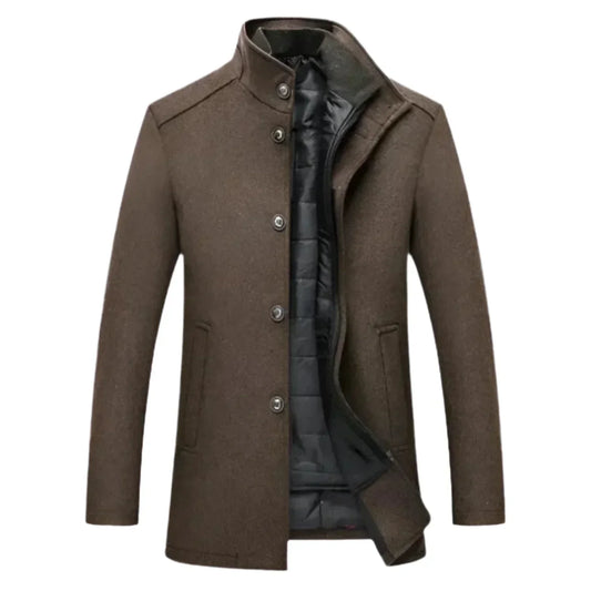 Edward | Men's Mid-Length Stand Collar Overcoat