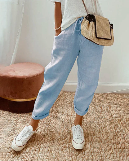 Matteo Ricci | Women's Tapered Linen Drawstring Trousers