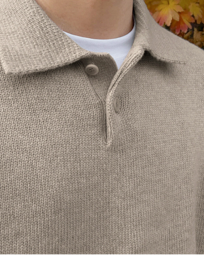 Enzo | Relaxed Knit Polo Sweater