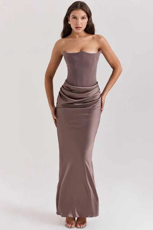 Sloane | Satin Corset Floor-Length Gown