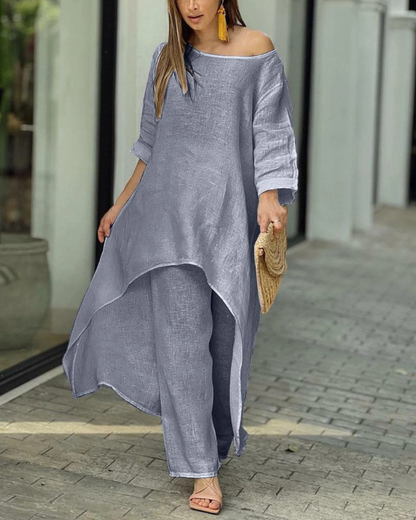 Maeve | Linen High-Low Tunic Co-ord Set