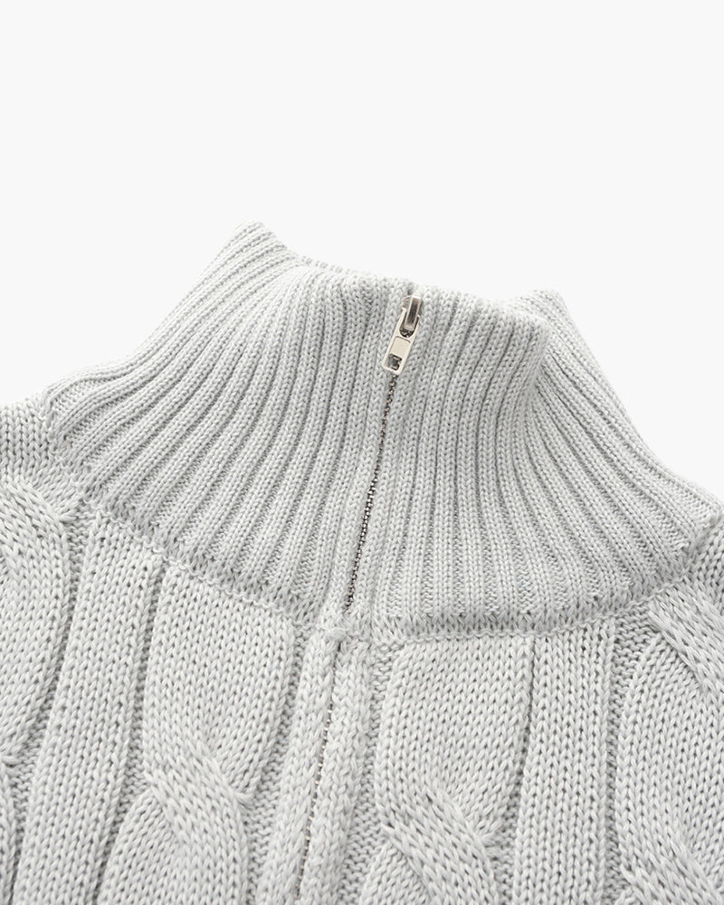 Francesco | Cable Knit Half-Zip Sweater