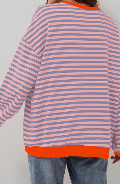 Pippa | Women's Oversized Stripe Batwing Knit Sweater