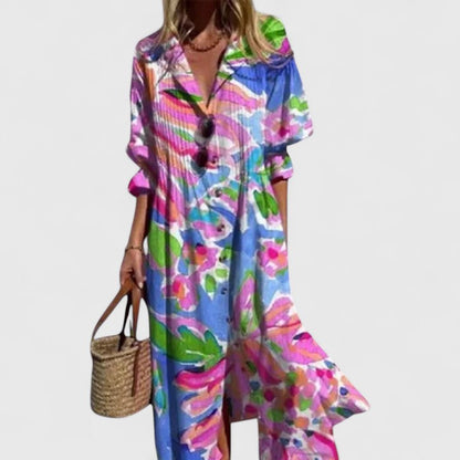 Pressa | Printed Button-Front Relaxed Everyday Midi Dress