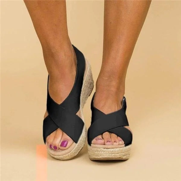 Women's Orthopedic Wedge Espadrille Cross-Strap Sandals